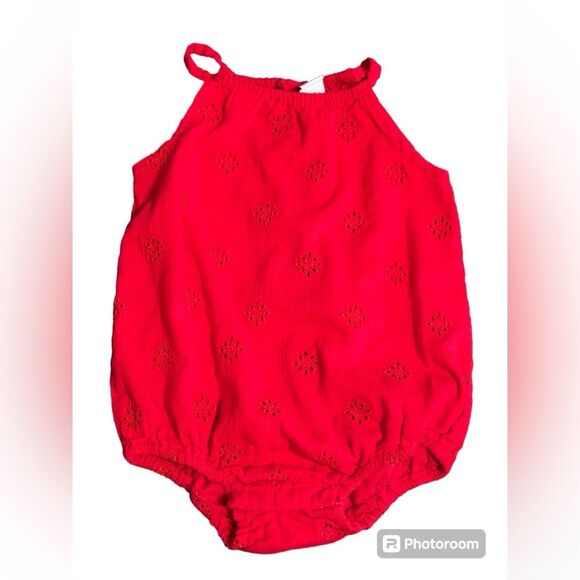Old Navy Other - Baby girls red eyelet romper EUC